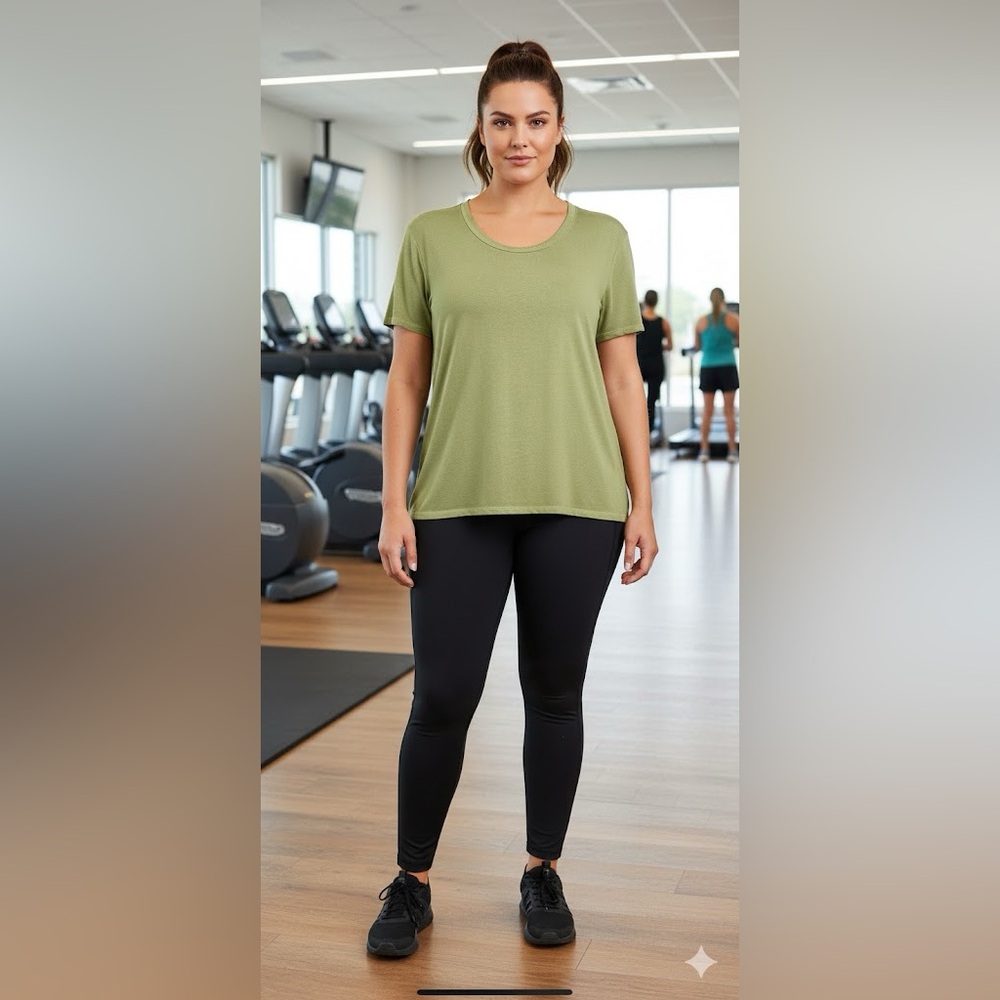 Time and tru women’s plus size 3XL (22) green scoop shirt top shirt sleeve new